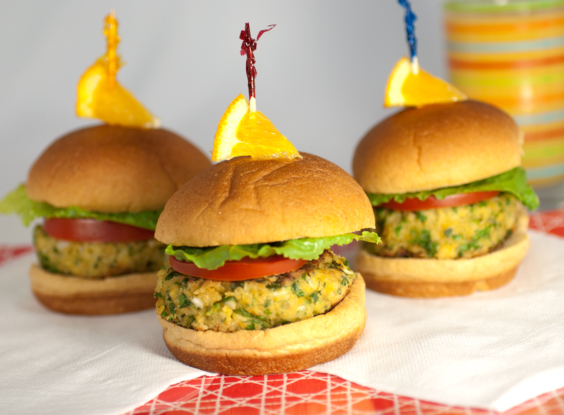 Orange Herb Chickpea Veggie Burger Recipe Florida Orange Juice
