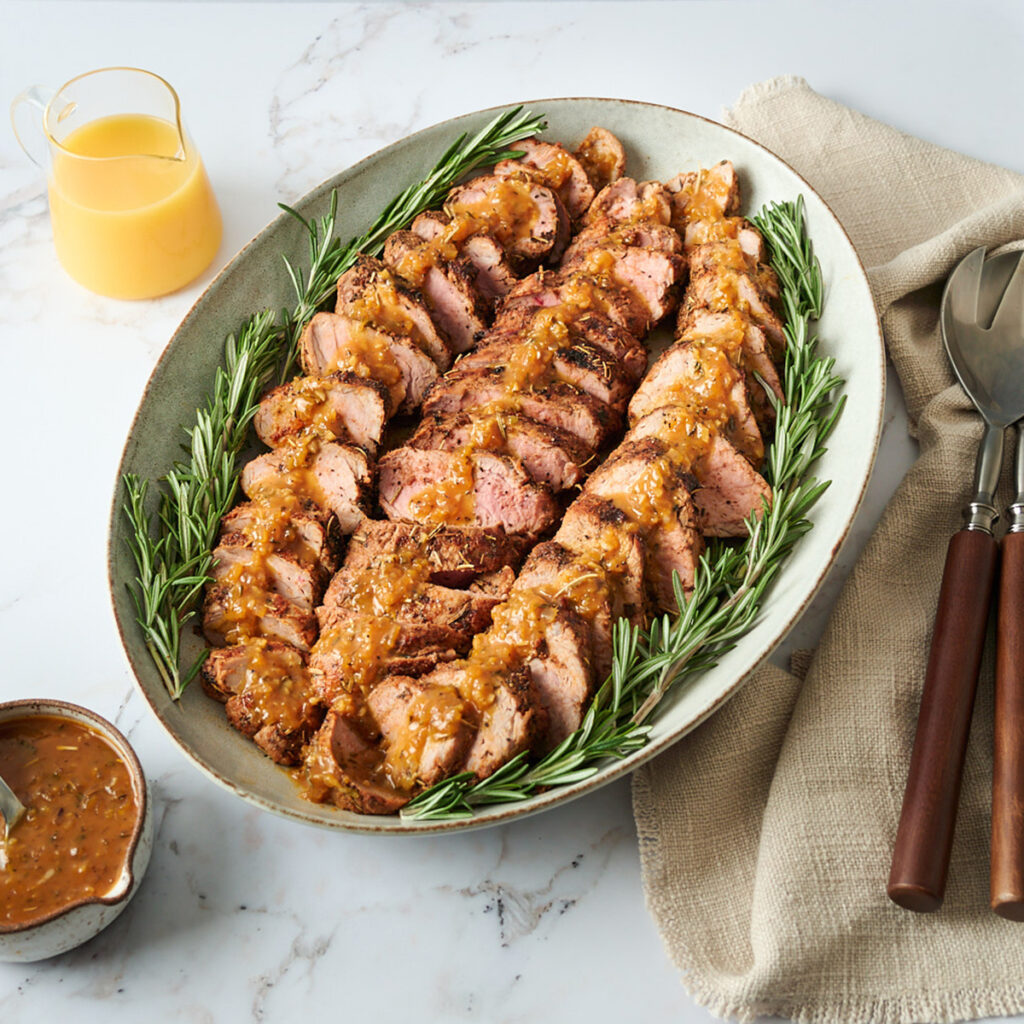 Orange Rosemary Glazed Pork Tenderloin