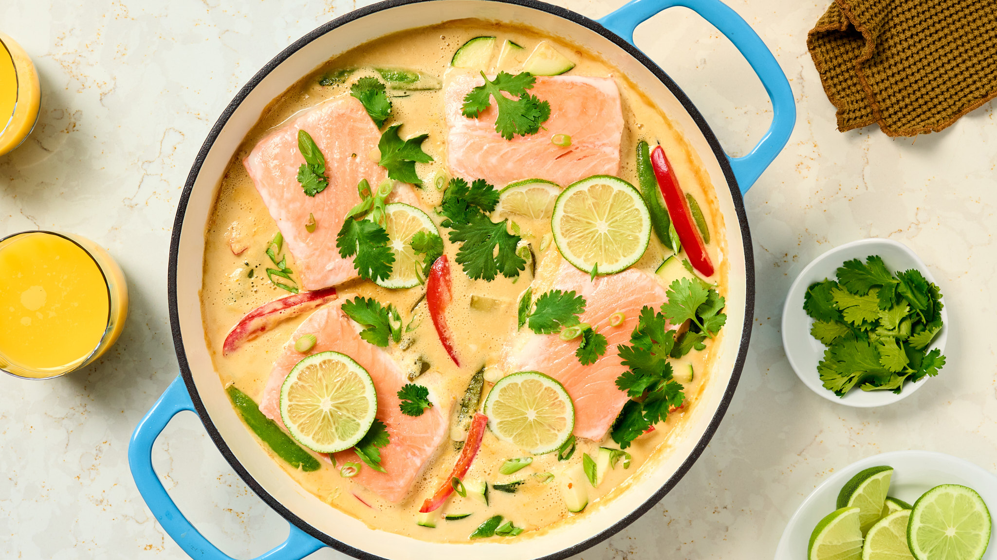 Florida Orange Juice Poached Salmon With Ginger And Coconut Milk